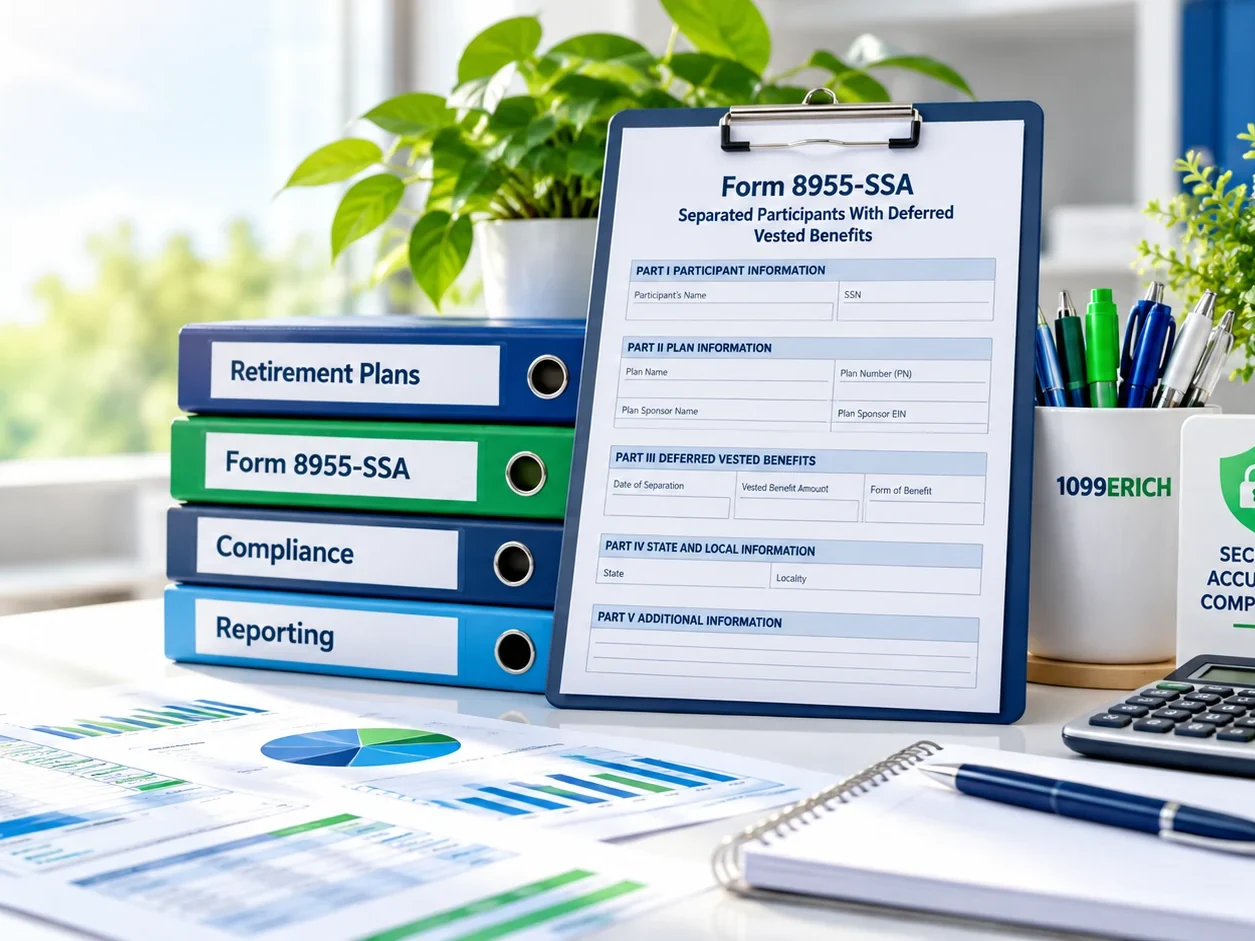 Bright retirement plan reporting workspace for Form 8955-SSA deferred vested benefits